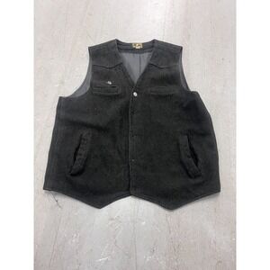 Wyoming Traders Vest Mens XL 46" Chest Black Wool Button Front Western Cowboy